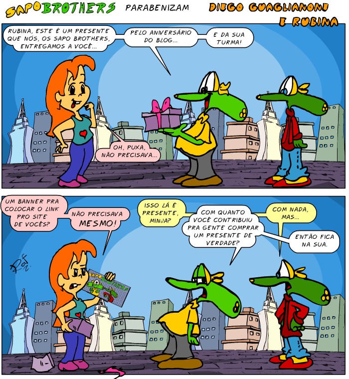 Sapo Brothers, divers�o, tiras, humor, games, jogos, anima��o, anima, quadrinhos, infantil, minja, jones